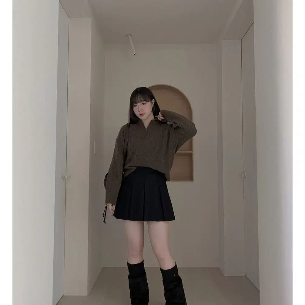 하비언니 #11541 트렌디 퍼 워머 미디 롱부츠