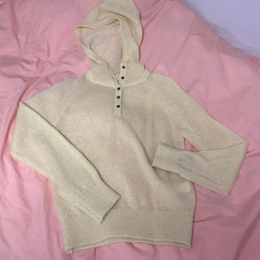 플레따 Fletta Kidmo Button Hoodie Knit 버터