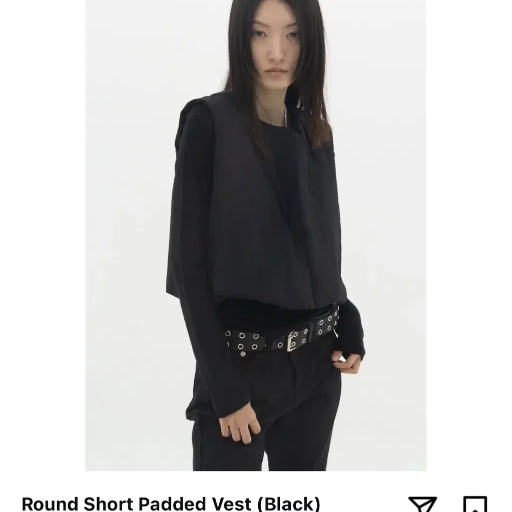 피키소사이어티 Round Short Padded Vest (Black)