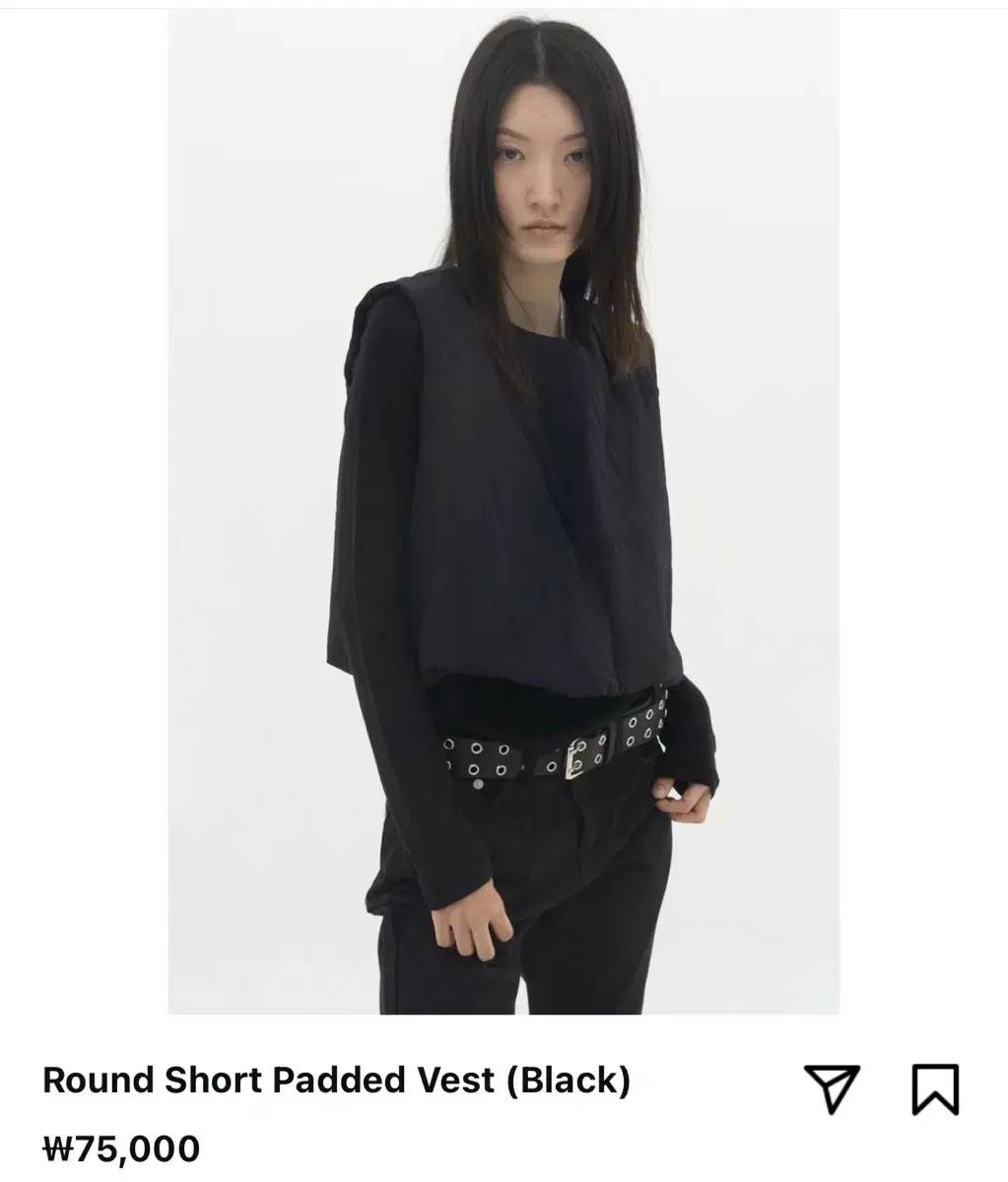 피키소사이어티 Round Short Padded Vest (Black)