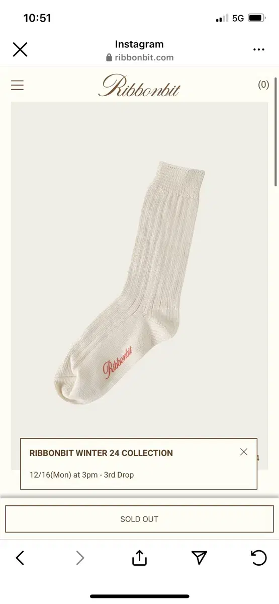 ribbonbit 양말 Ever Socks - Ivory