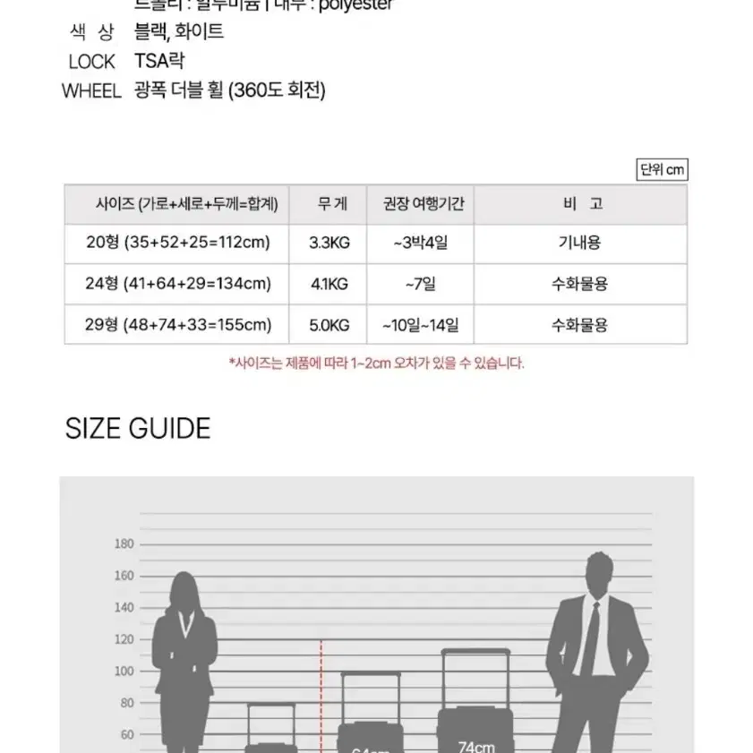 새상품) 에스로체 오픈픽 캐리어 여행가방 20 24 29인치 (검정가능)