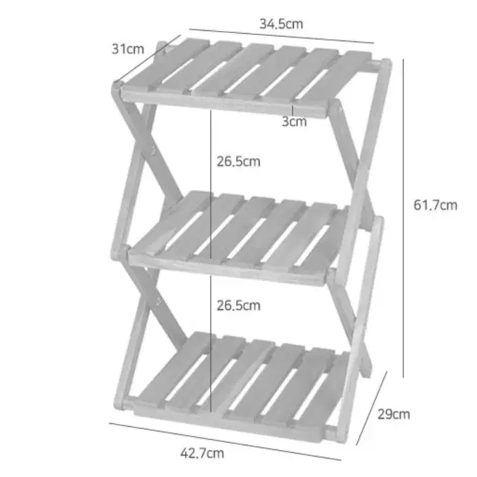 아카시아 원목,, 접이식 3단 선반 415사이즈
