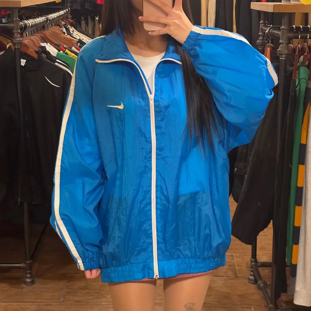 [HI] NIKE 나이키 배색 집업 스우시 바람막이 스카이블루 XL