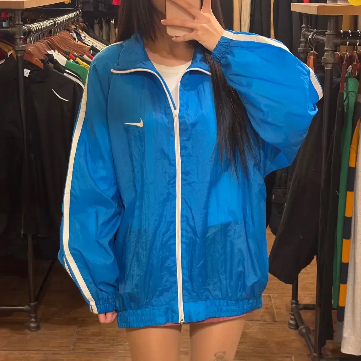 [HI] NIKE 나이키 배색 집업 스우시 바람막이 스카이블루 XL