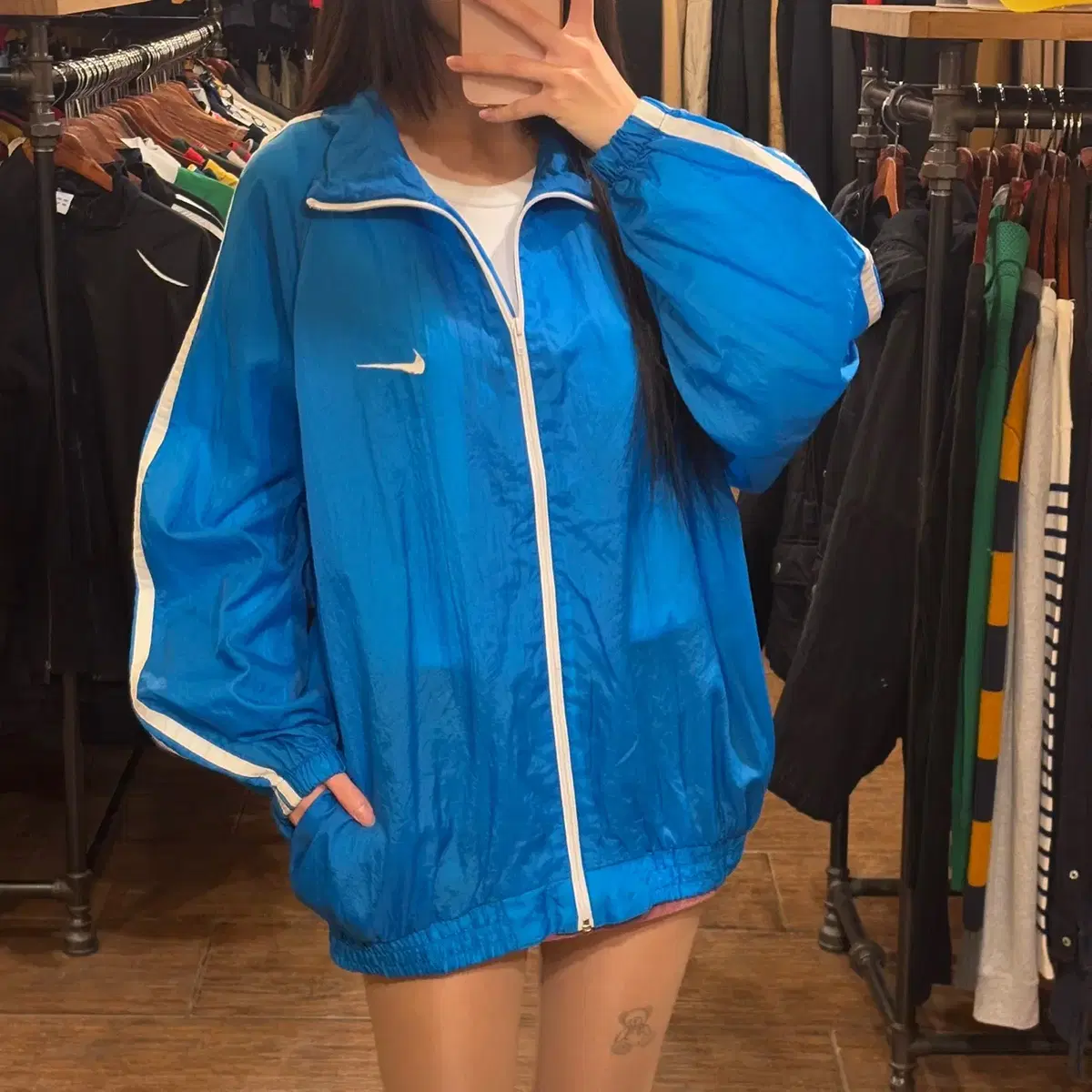 [HI] NIKE 나이키 배색 집업 스우시 바람막이 스카이블루 XL