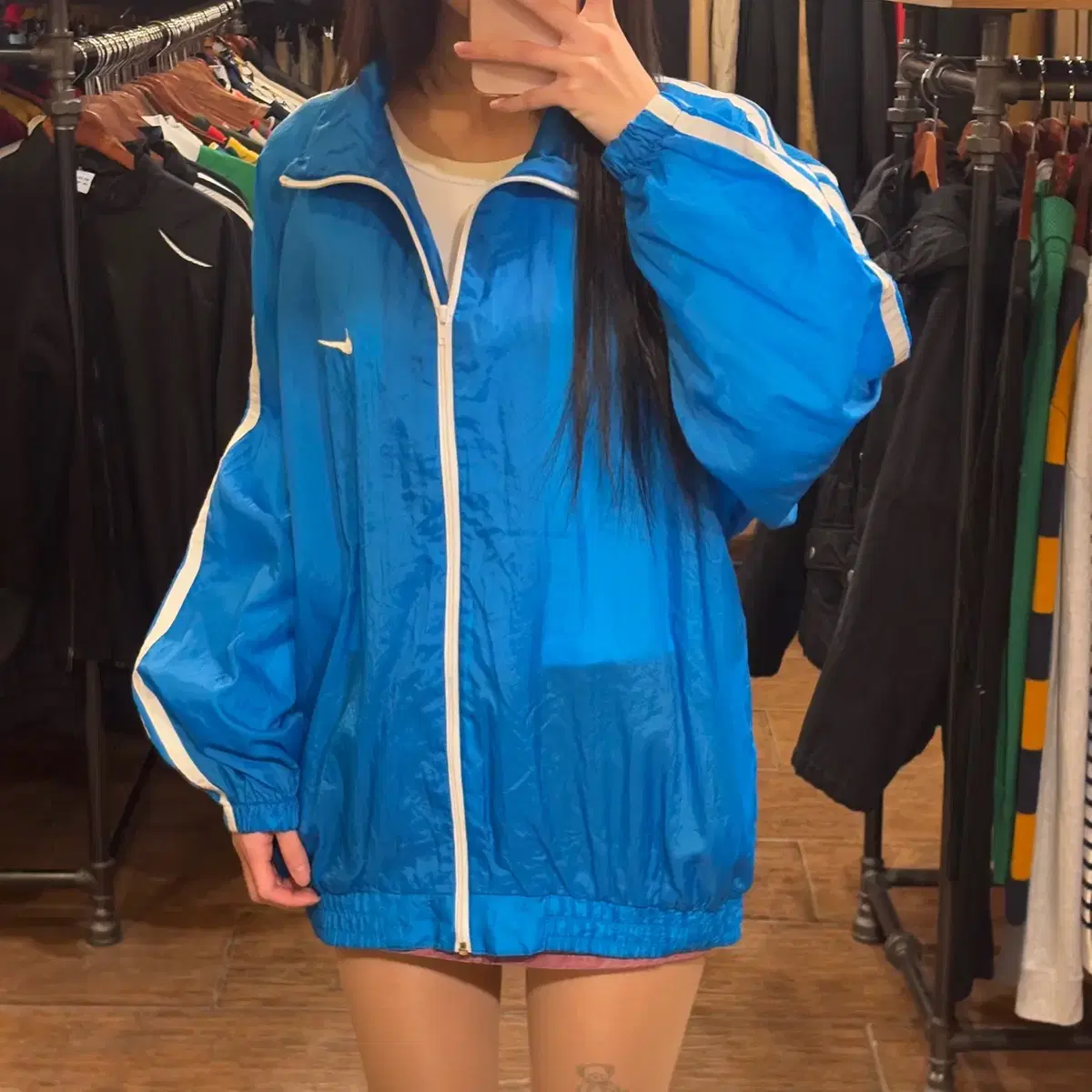 [HI] NIKE 나이키 배색 집업 스우시 바람막이 스카이블루 XL