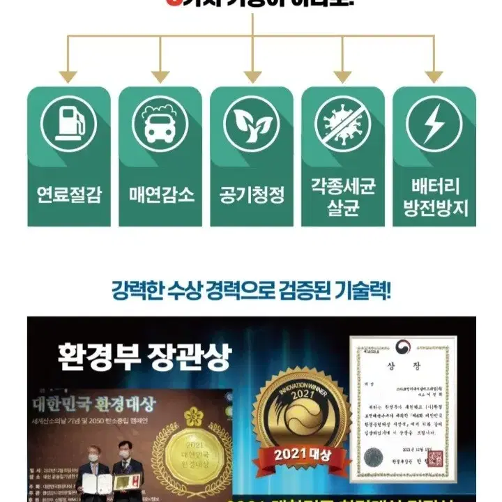 반짝할인 1+1) 차량용 공기청정기(연비절감.살균.공기청정.매연감소)