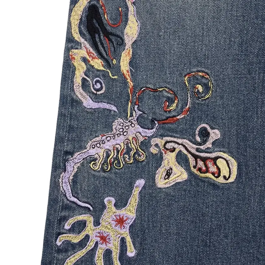 유쓰배쓰 Embroidery denim pants_blue /청바지