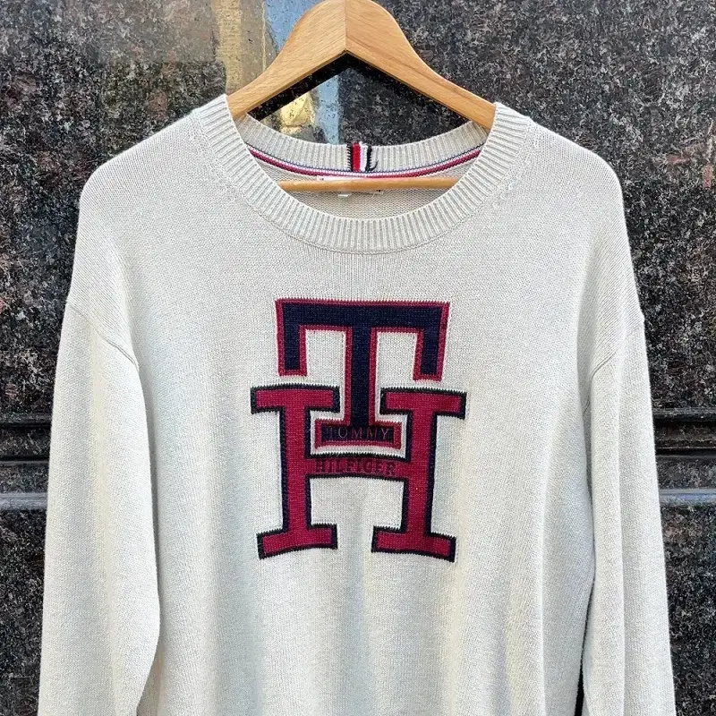 tommy hilfiger 타미힐피거 아이보리 로고 니트