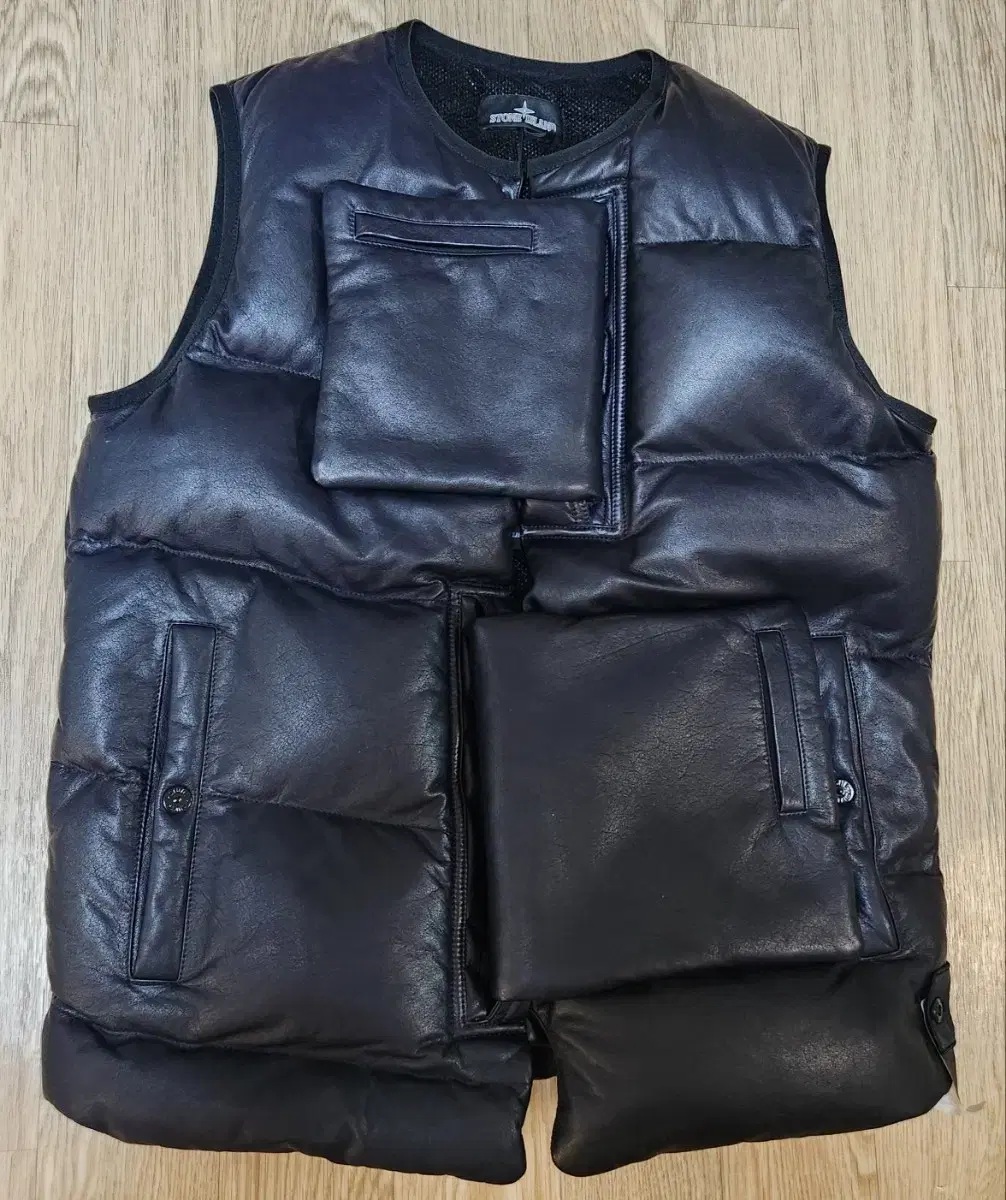 [Genuine] Stone Island Leather Utility Vest Leather Padded Vest L (Men's and Women's)