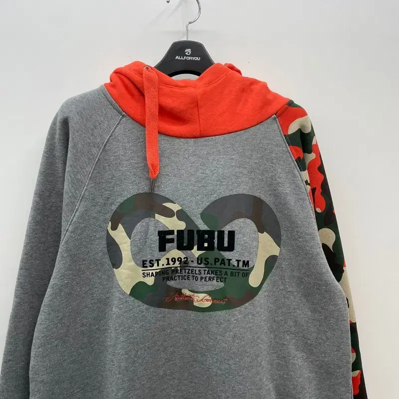 XL FUBU 후부 오렌지 카모 후드티