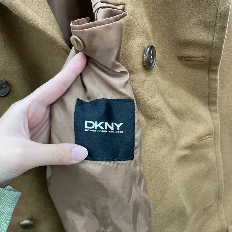 미디움 DKNY 울 클래식 카멜 브라운 더블 코트 자켓