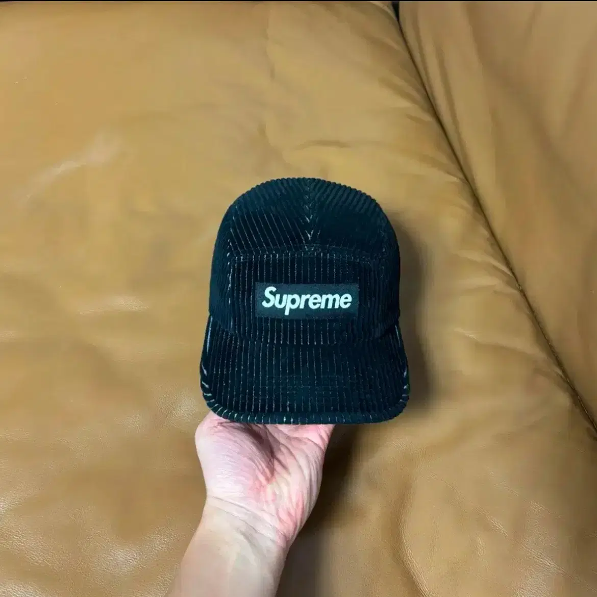 Supreme 슈프림 코듀로이 투톤 블랙 캠프캡 모자 (Black)