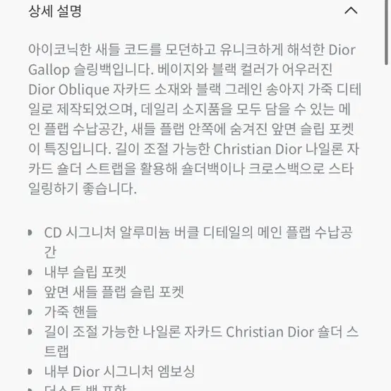 Dior Gallop 슬링백