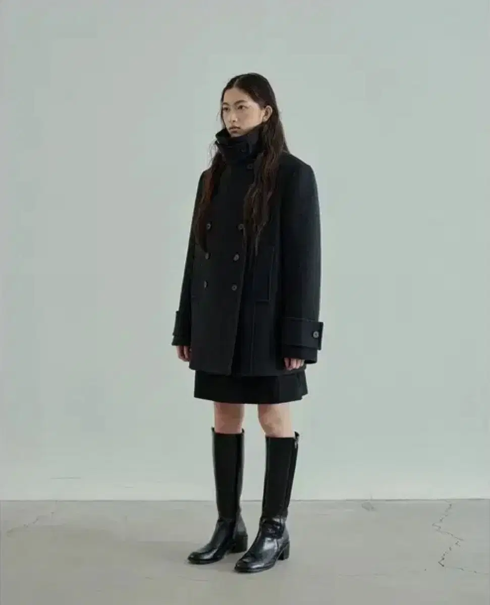 유니폼 브릿지우먼 wool pea coat(charcoal)