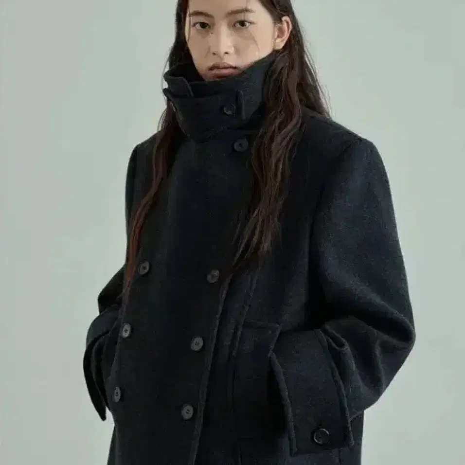 유니폼 브릿지우먼 wool pea coat(charcoal)