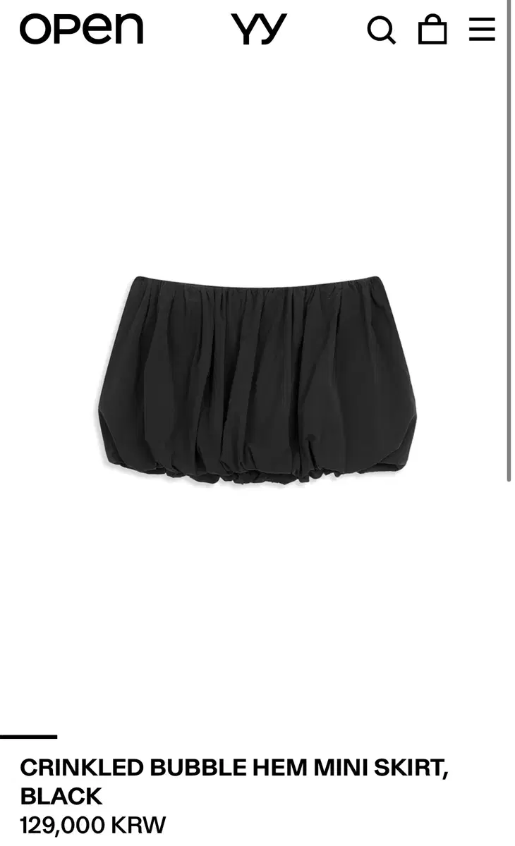 오픈 와이와이) CRINKLED BUBBLE HEM MINI SKIRT