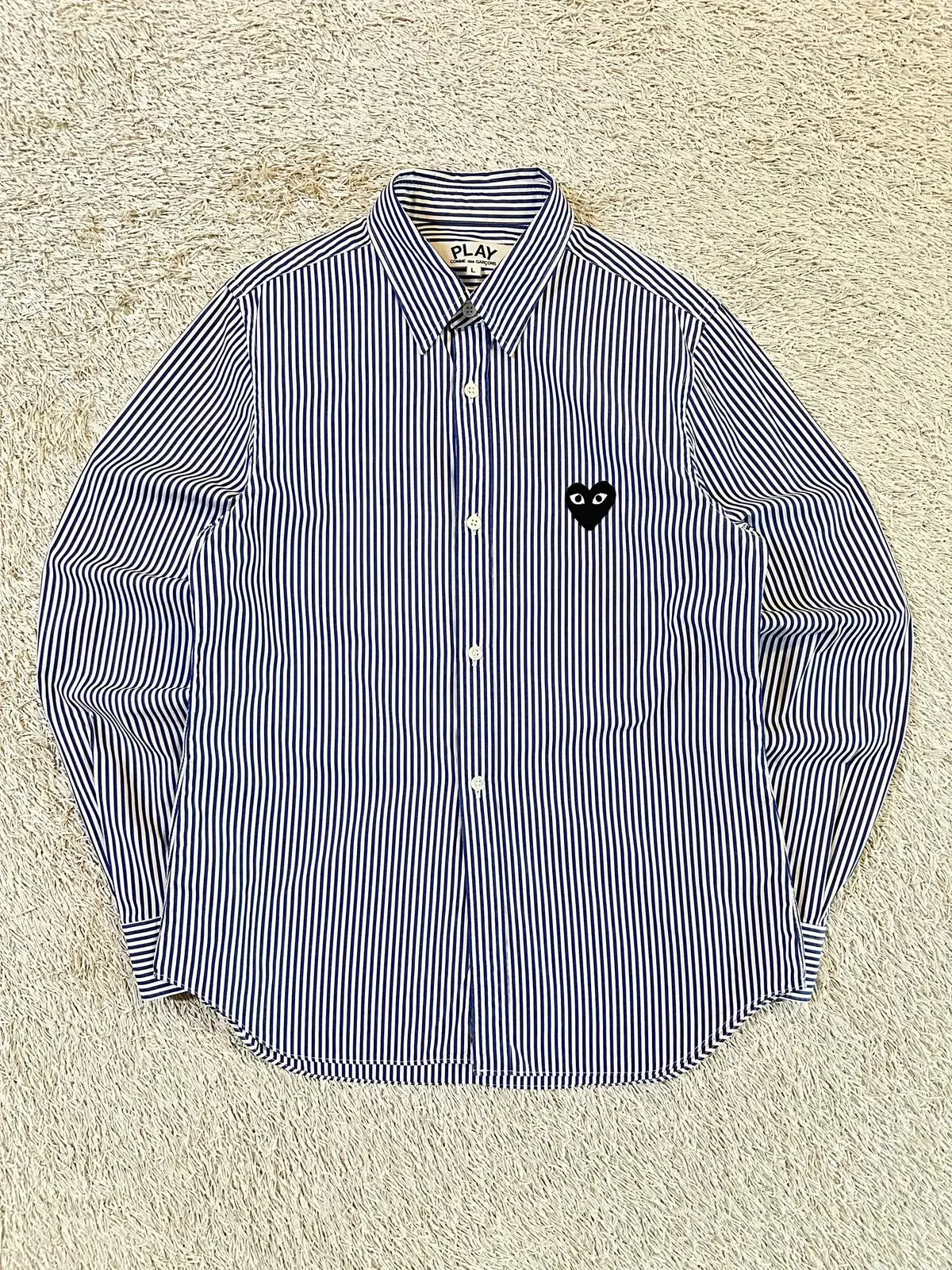 [Women's L] Comme des Garçons CDG Black and Pen Striped Shirt Bloo