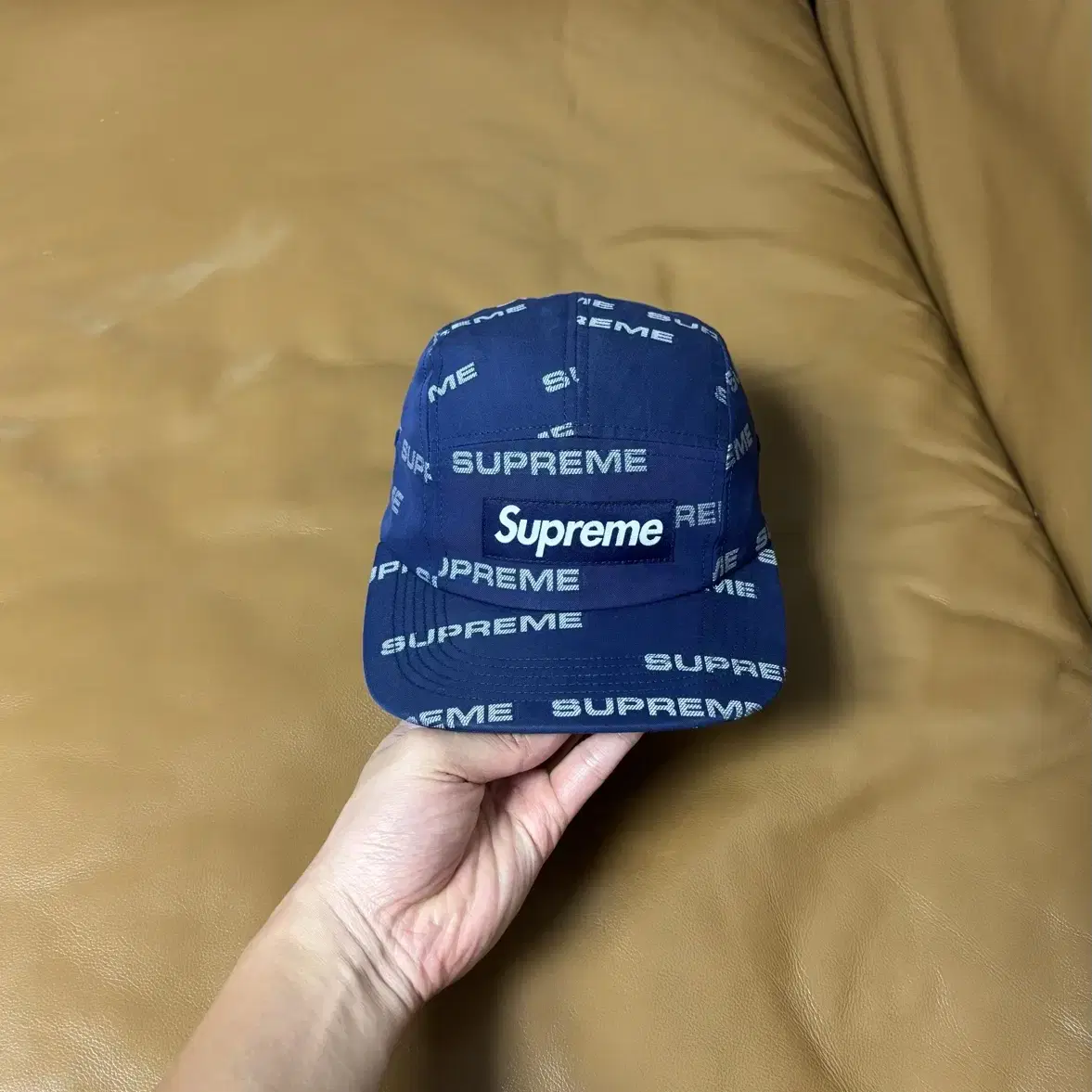 Supreme 슈프림 캠프캡 모자 (Jacquard Logo Navy)