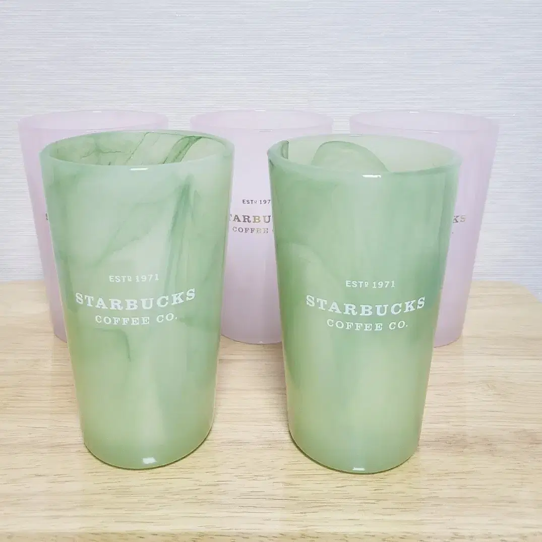 스타벅스 서머 헤리티지 그린 마블 글라스 355ml,2020 여름 2차