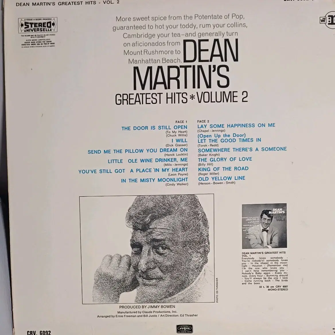 Dean Martin 딘 머틴LP Great hit2집 미국수입원판 NM