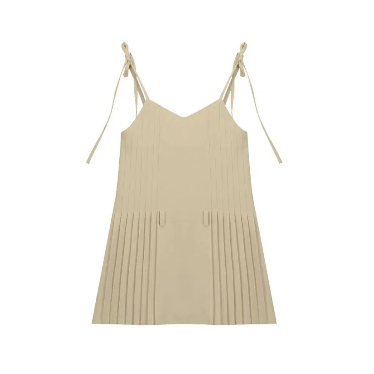 마뗑킴 PLEATS MIX CAMI DRESS IN BEIGE