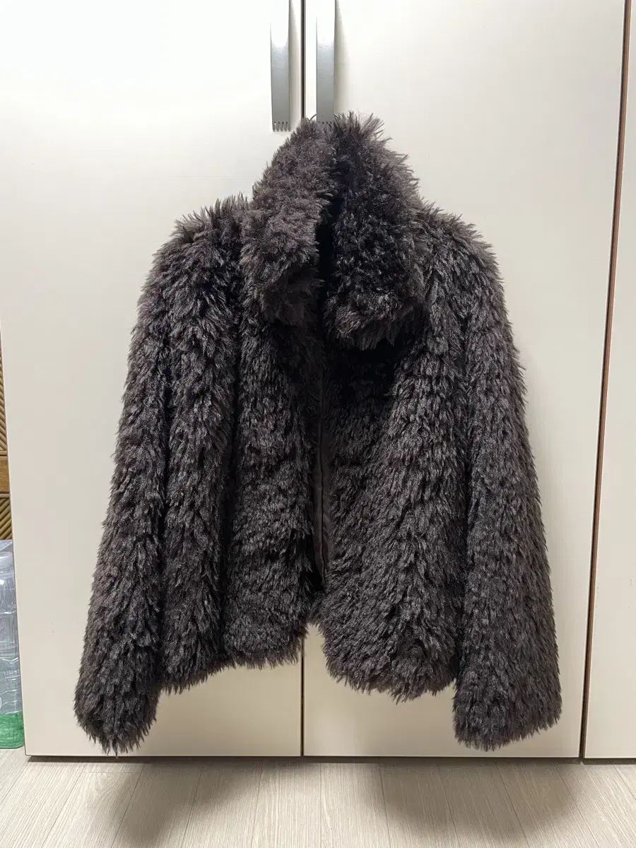 포니테일 퍼 자켓 shaggy faux fur jacket 브라운