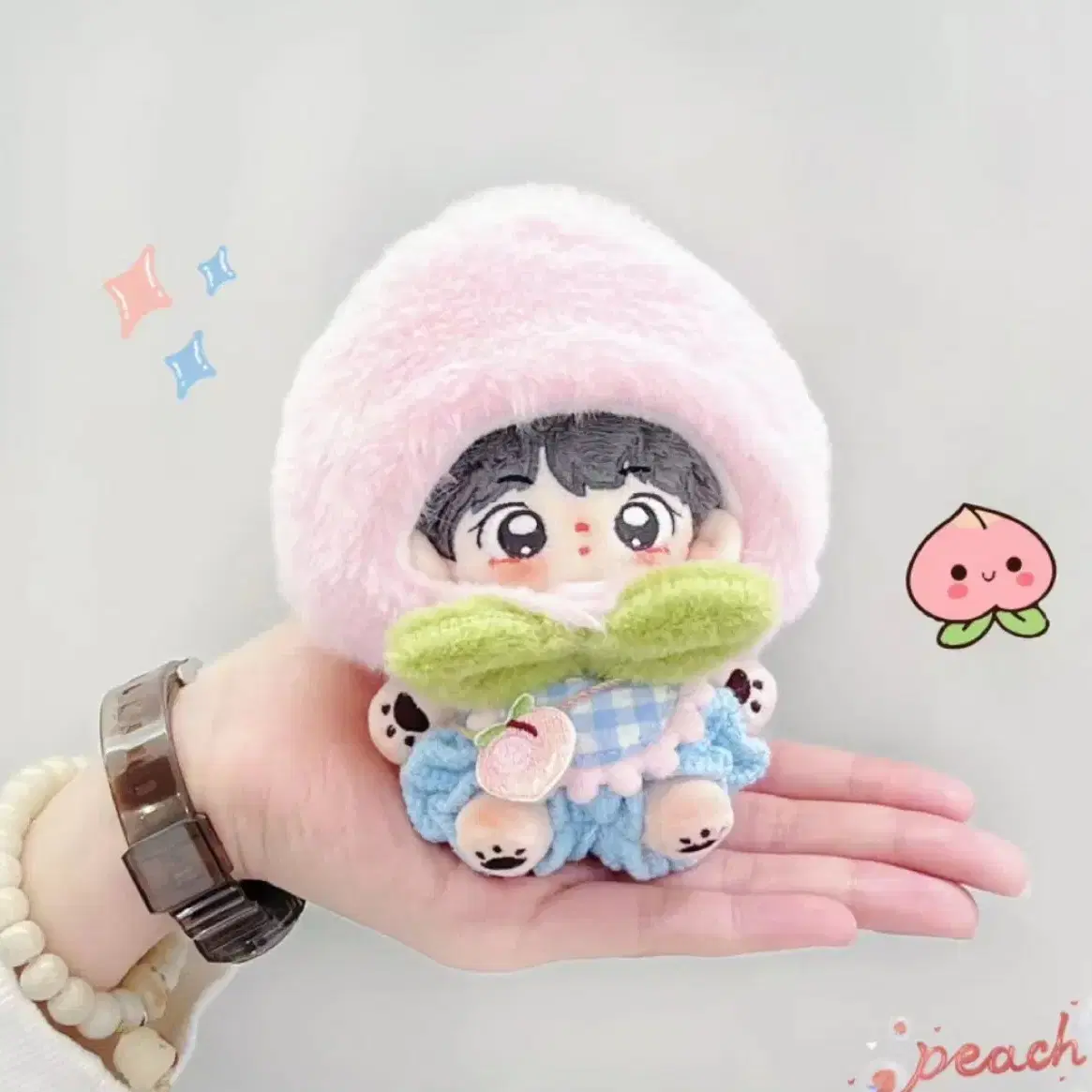 10cm 인형 복숭아 과일 모자