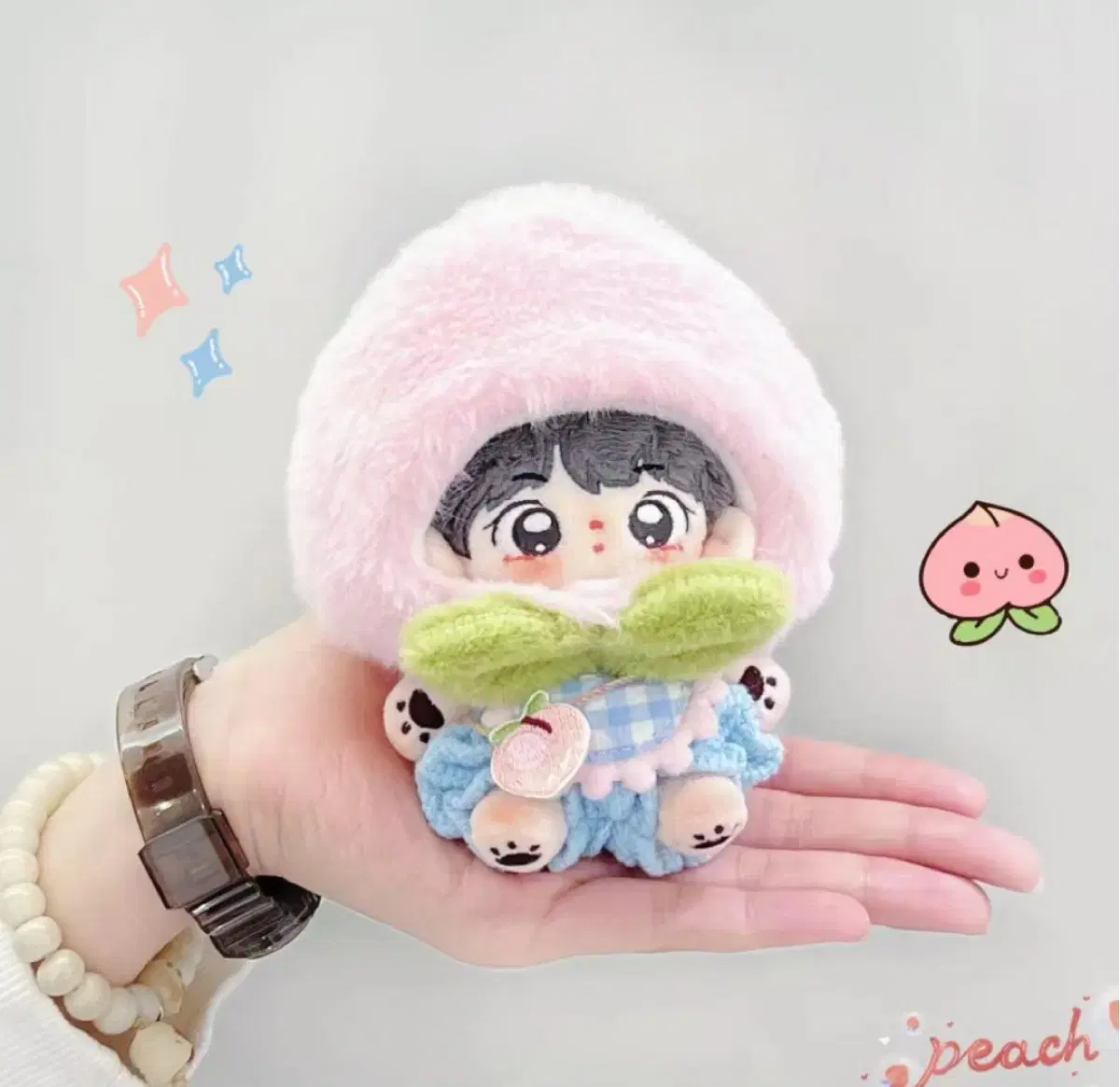 10cm 인형 복숭아 과일 모자