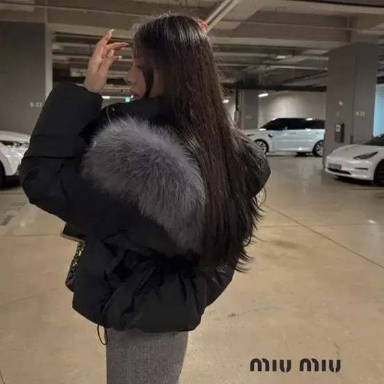 MIU MIU 2 - 폭스퍼 패딩 점퍼