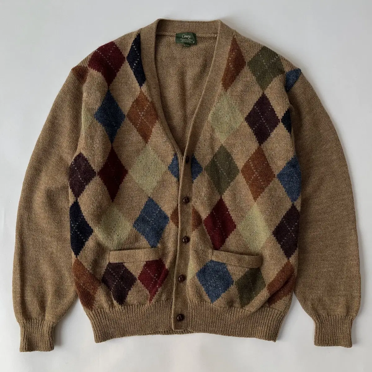 GUY 90's argyle pattern wool  cardigan