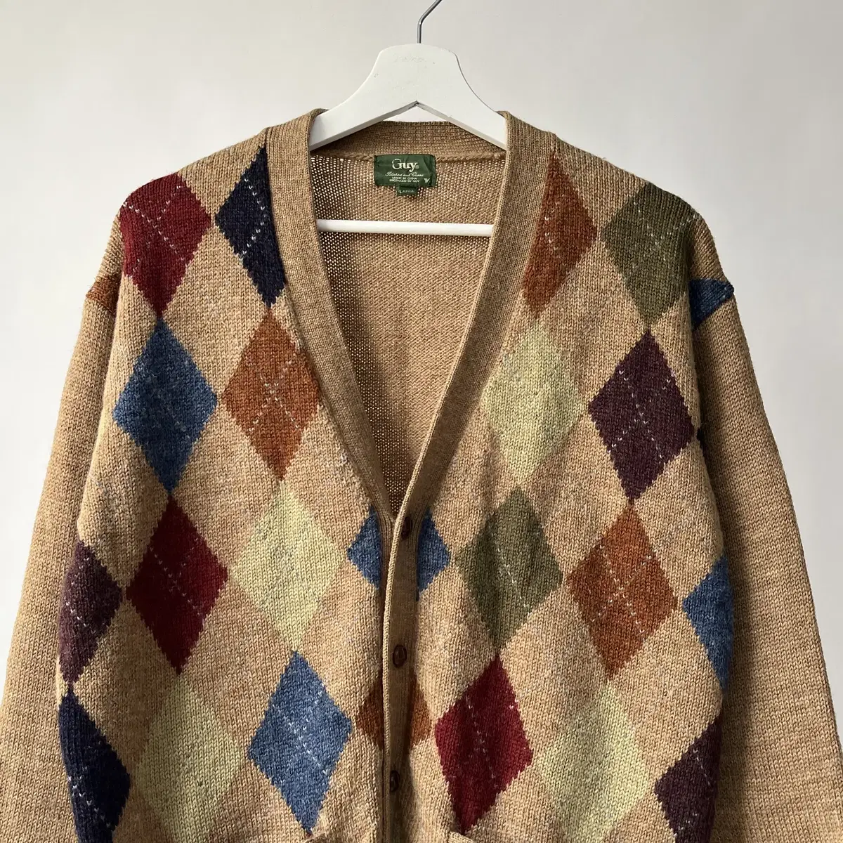 GUY 90's argyle pattern wool  cardigan