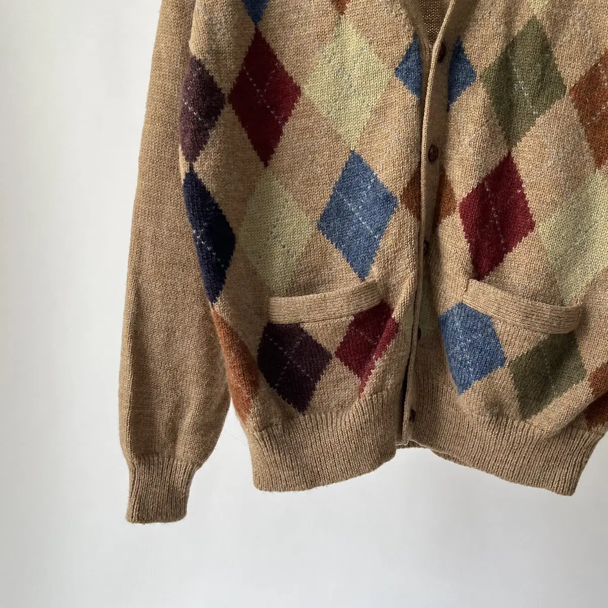 GUY 90's argyle pattern wool  cardigan