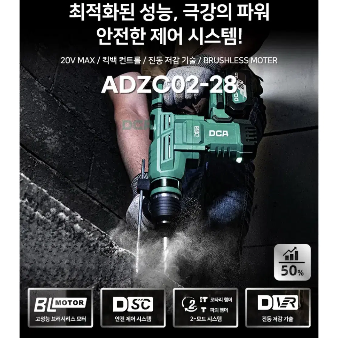 DCA코리아 충전 로터리햄머 20V ADZC02-28 H2K [무료배송]