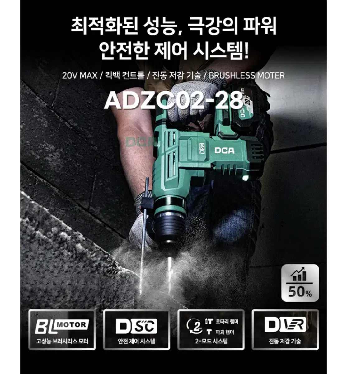 DCA코리아 충전 로터리햄머 20V ADZC02-28 H2K [무료배송]