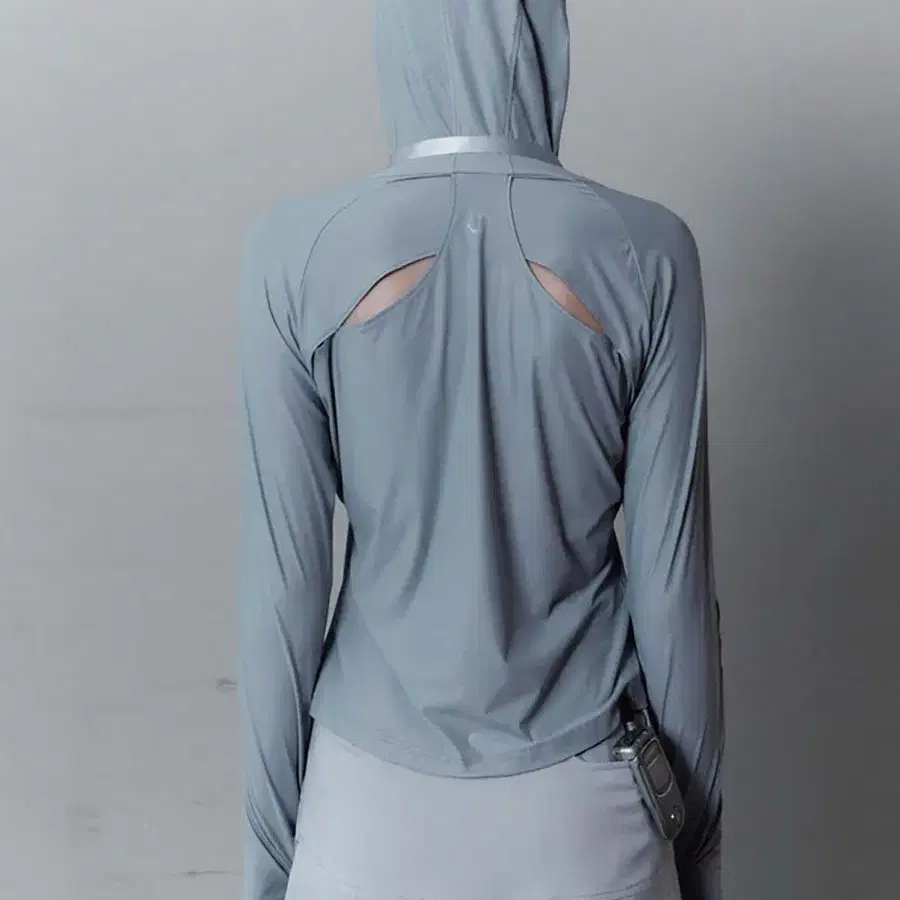 오호스 BACK SLIT JERSEY HOODIE GREY