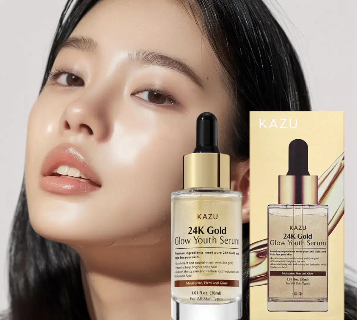 KAZU 24K 골드 글로우 유스 세럼 30ml