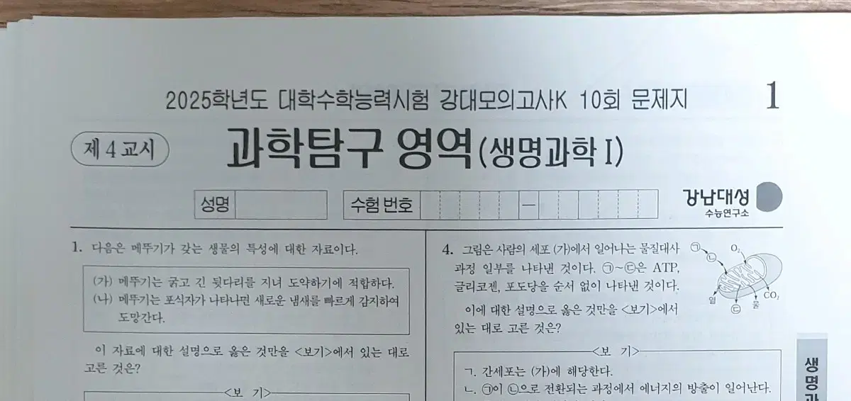 2025 생명과학1 강대K 모의고사 22회분