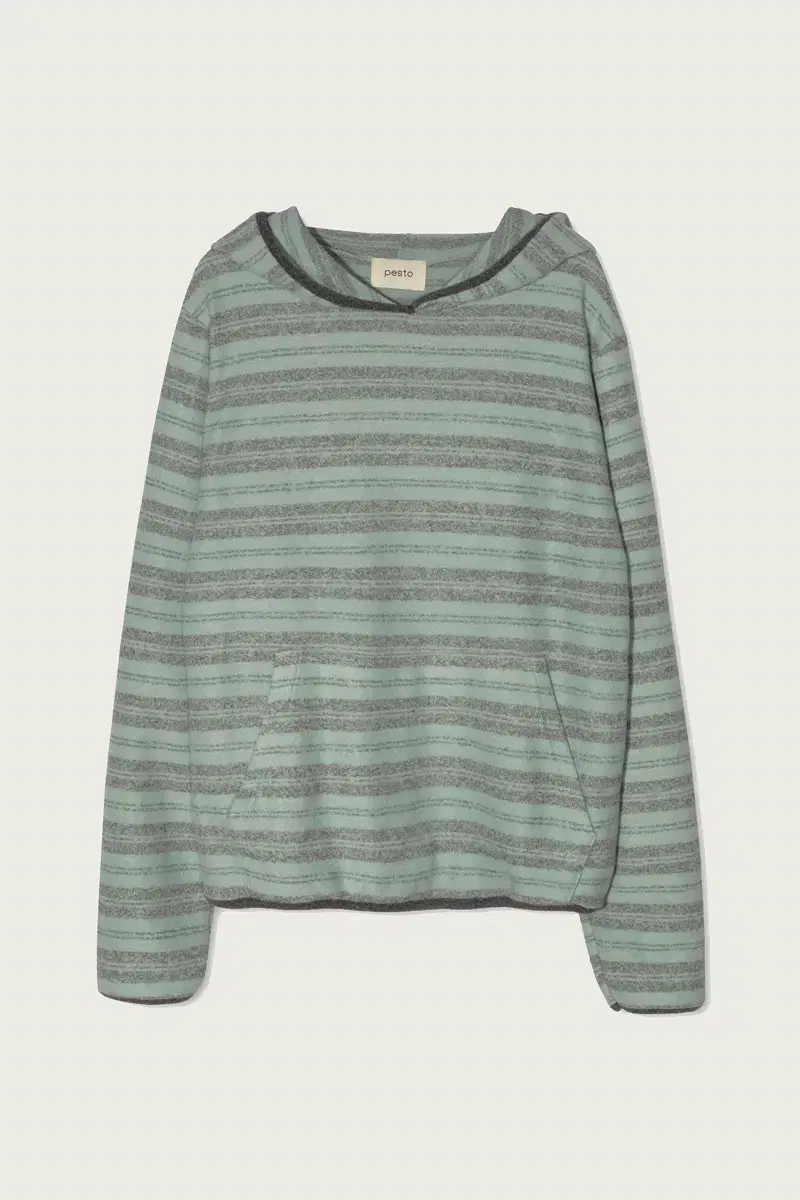 페스토 STRIPE SWEAT HOODED TOP TEA