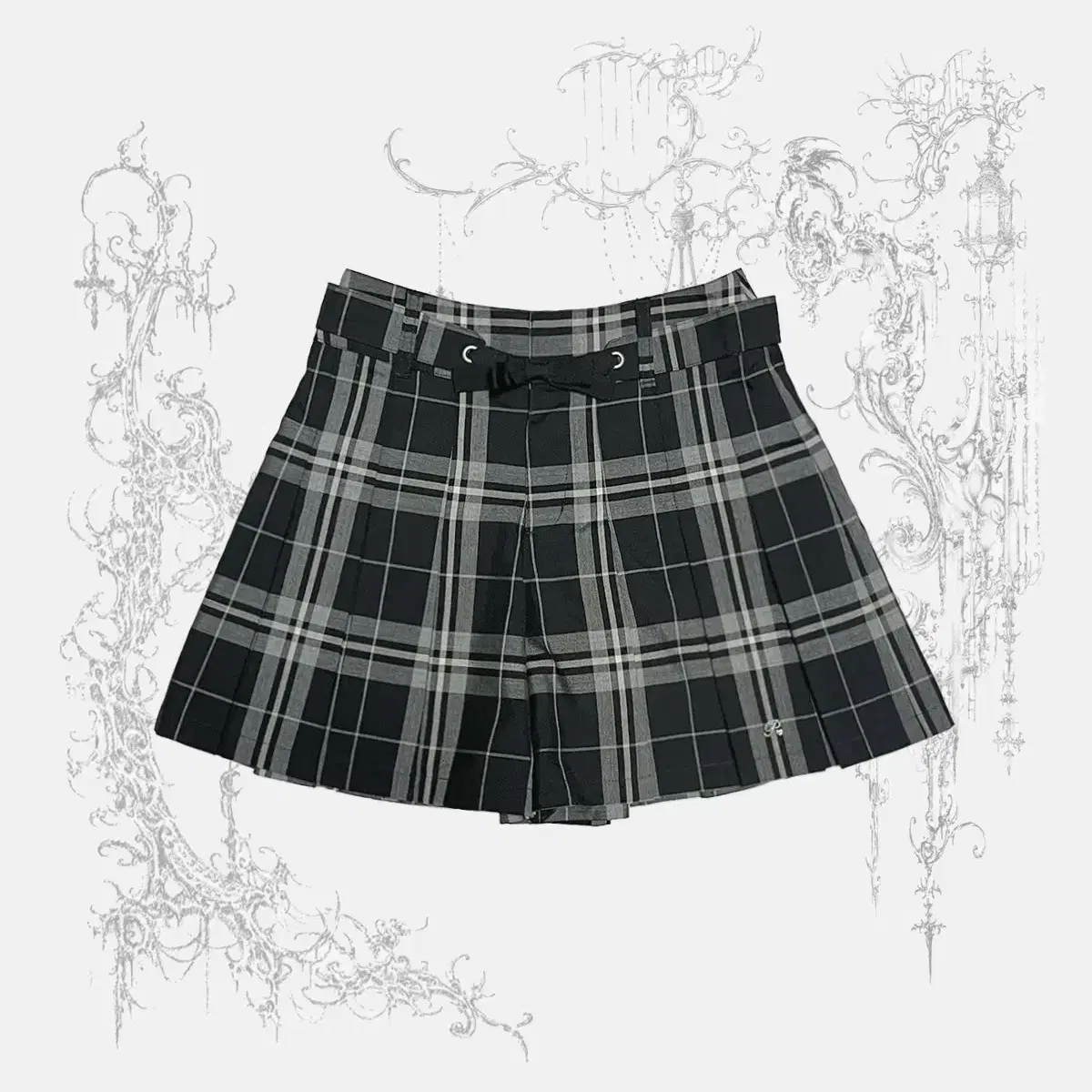 ( pom ponette ) black check skirt pants