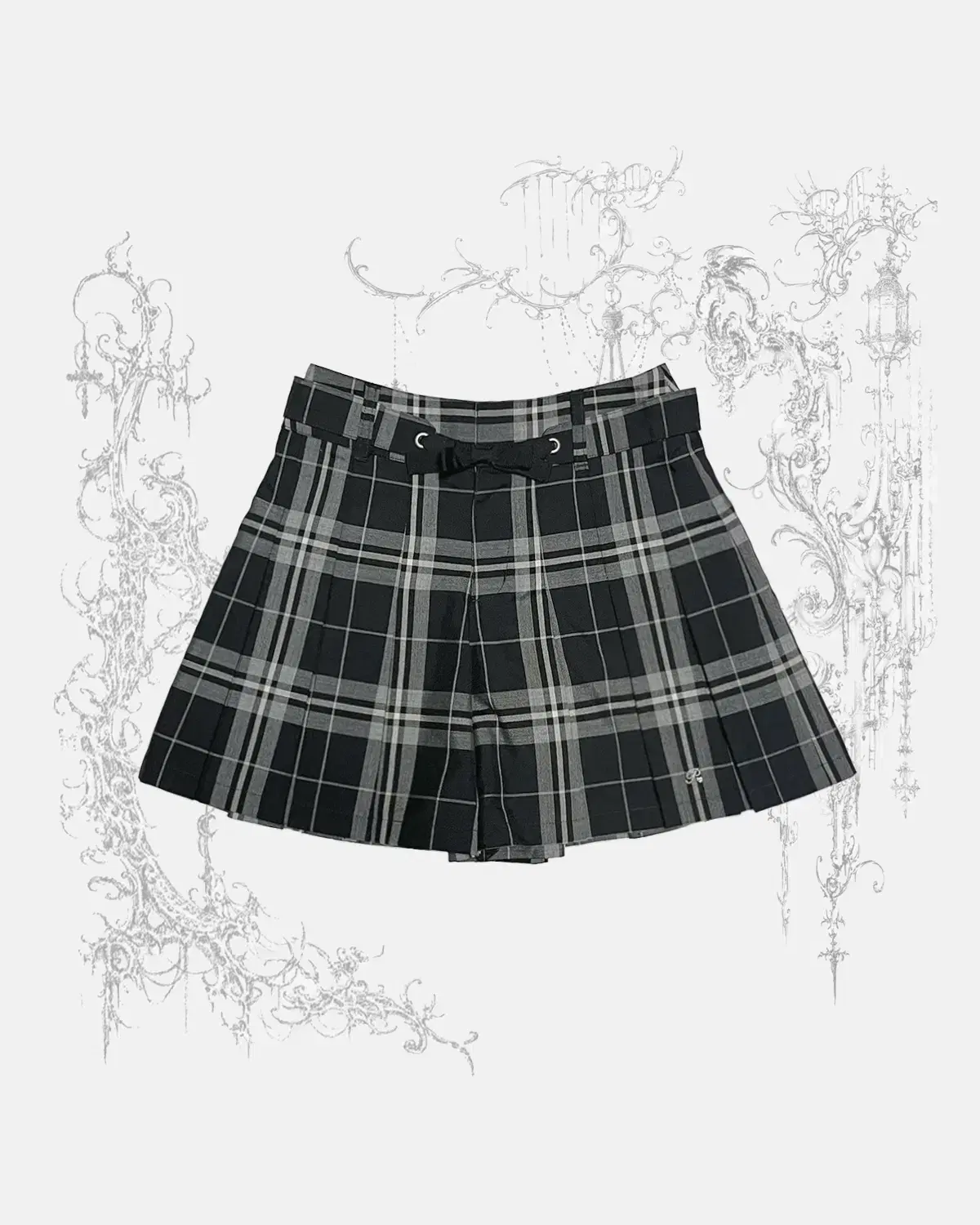 ( pom ponette ) black check skirt pants