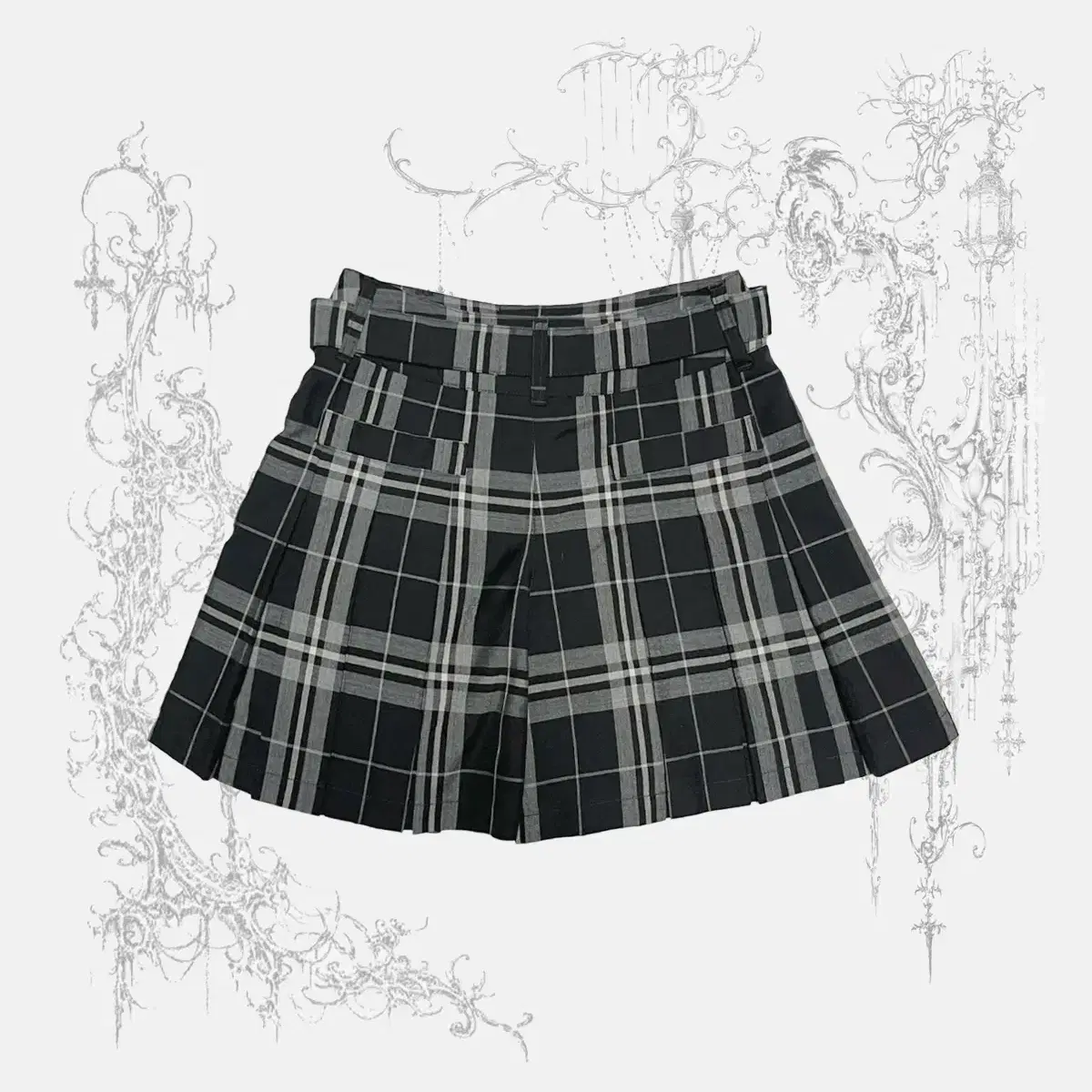 ( pom ponette ) black check skirt pants