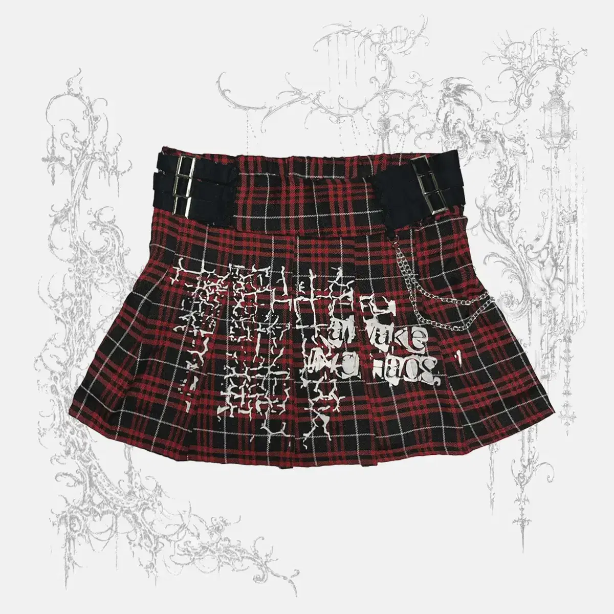 punk detail check skirt