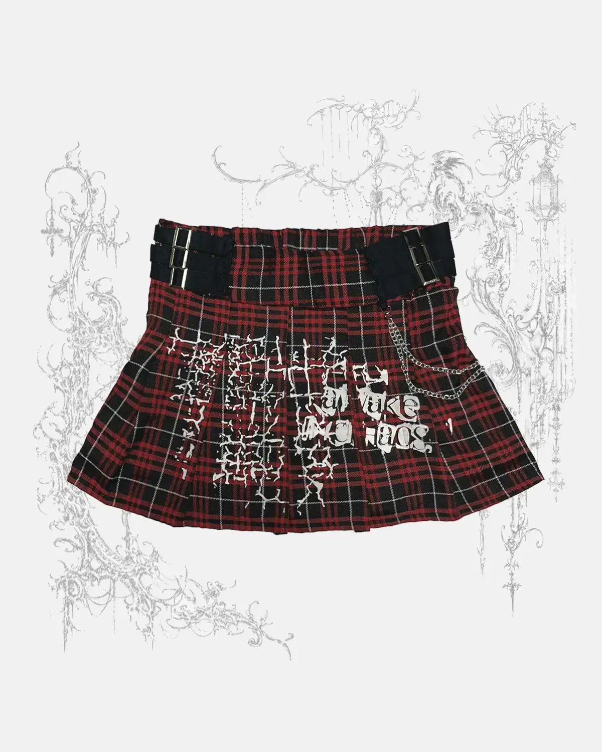 punk detail check skirt