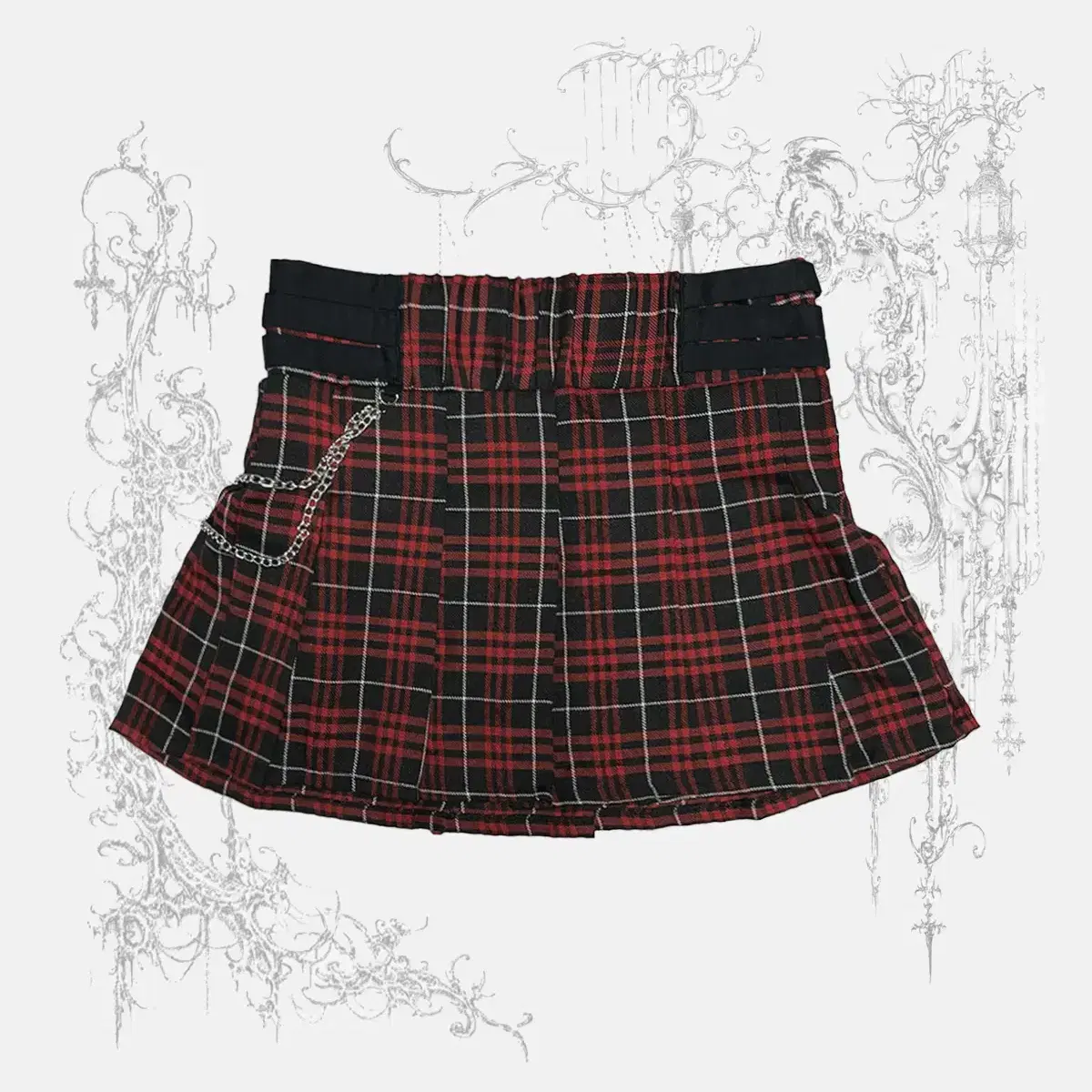 punk detail check skirt