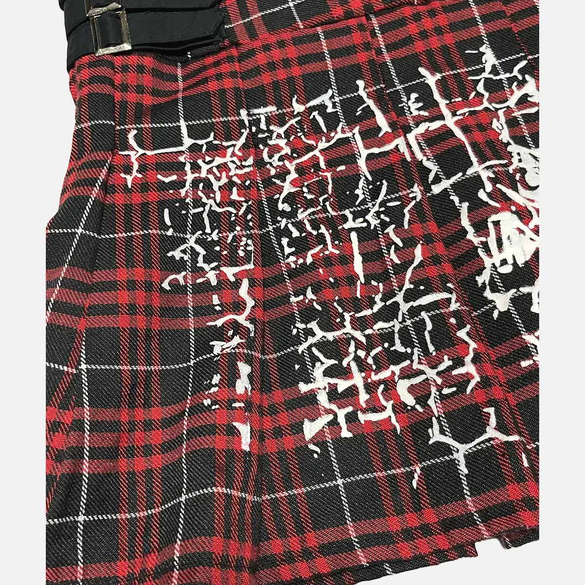 punk detail check skirt