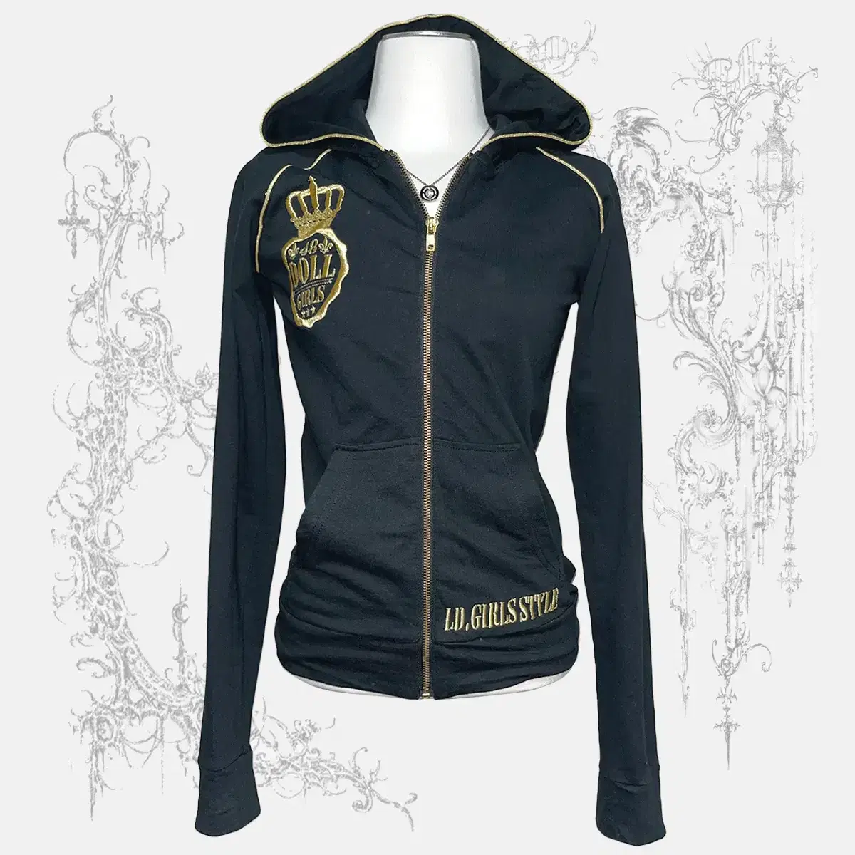 ( liz lisa) gold line raglan hood zip-up