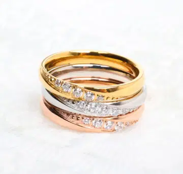 [금속 알레르기 방지] 큐빅 지르코니아 페어링 링 이터니티