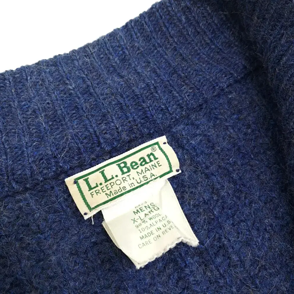 XL 엘엘빈 80s 아쿠아블루 USA알파카 니트 집업knit (CS410